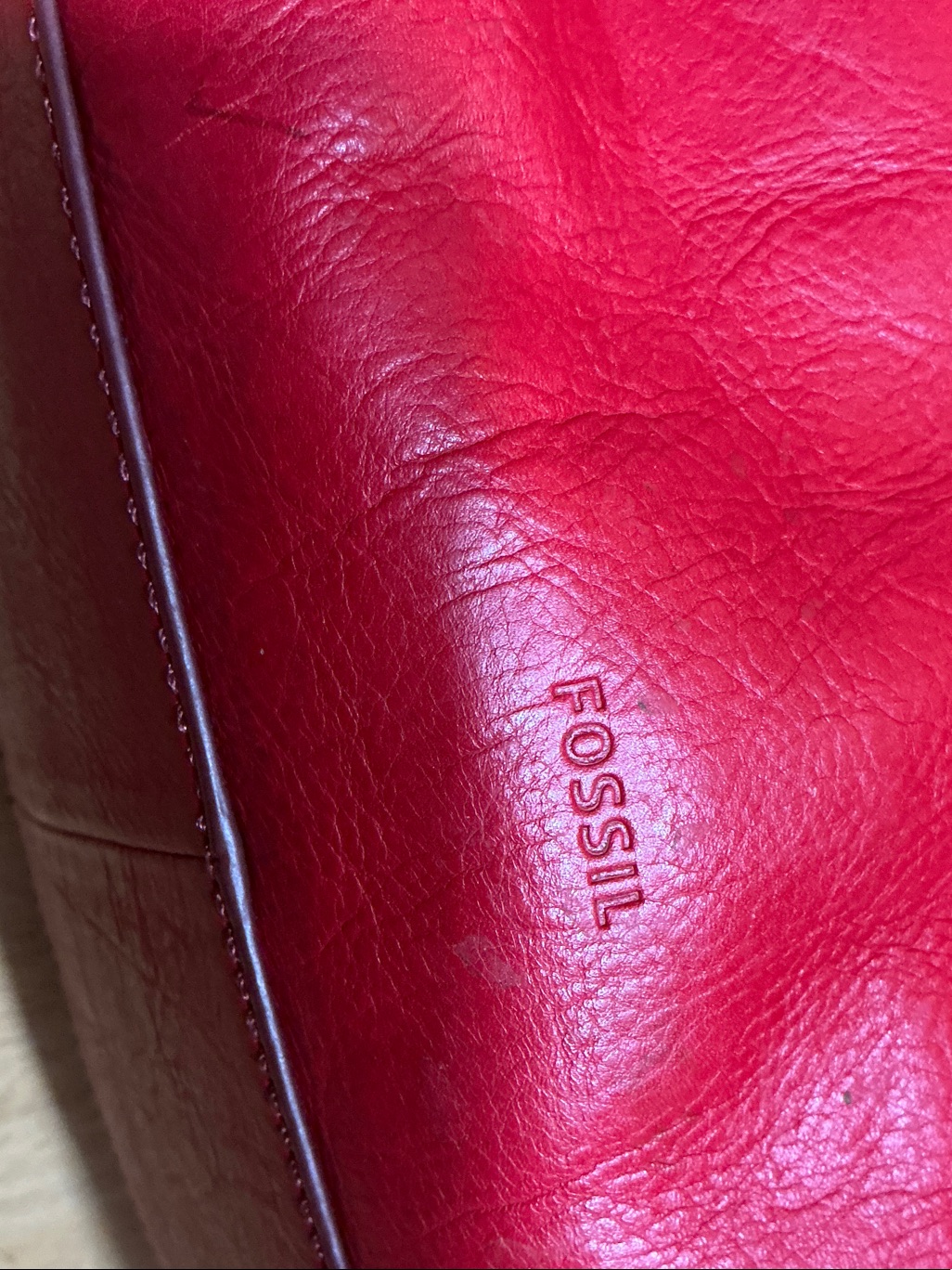 Fossil Red Leather Tote With Key Charm — image 8 of 8